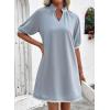 image:imageEVALESS Casual Dresses for Women 2026 Ruffle A Line Summer Dresses Loose V Neck Work Vacation Short Dresses with PocketsBeau Blue