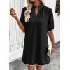 image:imageEVALESS Casual Dresses for Women 2026 Ruffle A Line Summer Dresses Loose V Neck Work Vacation Short Dresses with PocketsBlack
