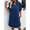 image:imageEVALESS Casual Dresses for Women 2026 Ruffle A Line Summer Dresses Loose V Neck Work Vacation Short Dresses with PocketsDirty Blue