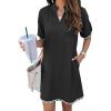 image:imageEVALESS Casual Dresses for Women 2026 Ruffle A Line Summer Dresses Loose V Neck Work Vacation Short Dresses with PocketsBlack