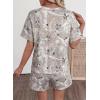 image:imageEVALESS 2 Piece Sets for Women Summer Shorts Sets Spring 2026 Vacation Outfits Casual Short Sleeve Printed Matching SetsGray