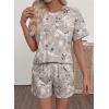 image:imageEVALESS 2 Piece Sets for Women Summer Shorts Sets Spring 2026 Vacation Outfits Casual Short Sleeve Printed Matching SetsGray