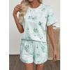 image:imageEVALESS 2 Piece Sets for Women Summer Shorts Sets Spring 2026 Vacation Outfits Casual Short Sleeve Printed Matching SetsGreen