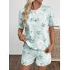 image:imageEVALESS 2 Piece Sets for Women Summer Shorts Sets Spring 2026 Vacation Outfits Casual Short Sleeve Printed Matching SetsGreen
