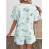 image:imageEVALESS 2 Piece Sets for Women Summer Shorts Sets Spring 2026 Vacation Outfits Casual Short Sleeve Printed Matching SetsGreen
