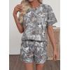 image:imageEVALESS 2 Piece Sets for Women Summer Shorts Sets Spring 2026 Vacation Outfits Casual Short Sleeve Printed Matching SetsPale Gray