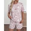 image:imageEVALESS 2 Piece Sets for Women Summer Shorts Sets Spring 2026 Vacation Outfits Casual Short Sleeve Printed Matching SetsPink
