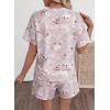 image:imageEVALESS 2 Piece Sets for Women Summer Shorts Sets Spring 2026 Vacation Outfits Casual Short Sleeve Printed Matching SetsPink