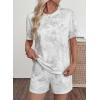 image:imageEVALESS 2 Piece Sets for Women Summer Shorts Sets Spring 2026 Vacation Outfits Casual Short Sleeve Printed Matching SetsWhite