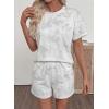 image:imageEVALESS 2 Piece Sets for Women Summer Shorts Sets Spring 2026 Vacation Outfits Casual Short Sleeve Printed Matching SetsWhite