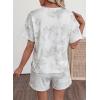 image:imageEVALESS 2 Piece Sets for Women Summer Shorts Sets Spring 2026 Vacation Outfits Casual Short Sleeve Printed Matching SetsWhite
