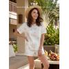 image:imageEVALESS 2 Piece Sets for Women Summer Shorts Sets Spring 2026 Vacation Outfits Casual Short Sleeve Printed Matching SetsWhite
