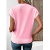 image:imageEVALESS Short Sleeve Sweater for Women Crewneck Color Block Knit Tops 2026 Summer Trendy Cap Sleeve Sweater VestChristmas Pink