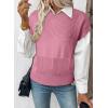 image:imageEVALESS Short Sleeve Sweater for Women Crewneck Color Block Knit Tops 2026 Summer Trendy Cap Sleeve Sweater VestRose Pink