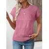 image:imageEVALESS Short Sleeve Sweater for Women Crewneck Color Block Knit Tops 2026 Summer Trendy Cap Sleeve Sweater VestRose Pink