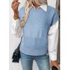 image:imageEVALESS Short Sleeve Sweater for Women Crewneck Color Block Knit Tops 2026 Summer Trendy Cap Sleeve Sweater VestSky Blue