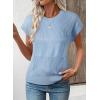 image:imageEVALESS Short Sleeve Sweater for Women Crewneck Color Block Knit Tops 2026 Summer Trendy Cap Sleeve Sweater VestSky Blue