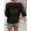 image:imageEVALESS Womens Summer Crochet Tops Half Sleeve Hollow Out Beach Vacation Clothes Resort Wear Cruise OutfitsBlack