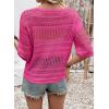 image:imageEVALESS Womens Summer Crochet Tops Half Sleeve Hollow Out Beach Vacation Clothes Resort Wear Cruise OutfitsBright Pink