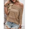 image:imageEVALESS Womens Summer Crochet Tops Half Sleeve Hollow Out Beach Vacation Clothes Resort Wear Cruise OutfitsCamel