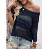image:imageEVALESS Womens Summer Crochet Tops Half Sleeve Hollow Out Beach Vacation Clothes Resort Wear Cruise OutfitsNavy Blue