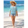 image:imageEVALESS Womens Summer Crochet Tops Half Sleeve Hollow Out Beach Vacation Clothes Resort Wear Cruise OutfitsTurquoise