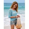 image:imageEVALESS Womens Summer Crochet Tops Half Sleeve Hollow Out Beach Vacation Clothes Resort Wear Cruise OutfitsTurquoise