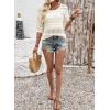 image:imageEVALESS Womens Summer Crochet Tops Half Sleeve Hollow Out Beach Vacation Clothes Resort Wear Cruise OutfitsWhite