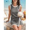 image:imageEVALESS 2 Piece Sets for Women Summer Outfits Ribbed Knit Tank Top and Split Lined Skirt Two Pieces Lounge Matching SetGrey