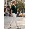 image:imageEVALESS Blouses for Women Dressy Casual Summer Button Down Shirts Short Sleeve Business Work TopsBlackish Green
