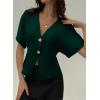 image:imageEVALESS Blouses for Women Dressy Casual Summer Button Down Shirts Short Sleeve Business Work TopsBlackish Green