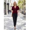 image:imageEVALESS Blouses for Women Dressy Casual Summer Button Down Shirts Short Sleeve Business Work TopsBurgundy