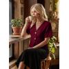 image:imageEVALESS Blouses for Women Dressy Casual Summer Button Down Shirts Short Sleeve Business Work TopsBurgundy