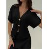 image:imageEVALESS Blouses for Women Dressy Casual Summer Button Down Shirts Short Sleeve Business Work TopsColor Black