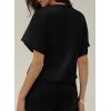 image:imageEVALESS Blouses for Women Dressy Casual Summer Button Down Shirts Short Sleeve Business Work TopsColor Black