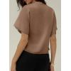 image:imageEVALESS Blouses for Women Dressy Casual Summer Button Down Shirts Short Sleeve Business Work TopsDark Khaki
