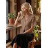 image:imageEVALESS Blouses for Women Dressy Casual Summer Button Down Shirts Short Sleeve Business Work TopsDark Khaki
