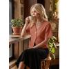 image:imageEVALESS Blouses for Women Dressy Casual Summer Button Down Shirts Short Sleeve Business Work TopsFlamingo