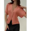 image:imageEVALESS Blouses for Women Dressy Casual Summer Button Down Shirts Short Sleeve Business Work TopsFlamingo