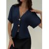 image:imageEVALESS Blouses for Women Dressy Casual Summer Button Down Shirts Short Sleeve Business Work TopsNavy Blue