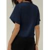 image:imageEVALESS Blouses for Women Dressy Casual Summer Button Down Shirts Short Sleeve Business Work TopsNavy Blue