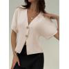 image:imageEVALESS Blouses for Women Dressy Casual Summer Button Down Shirts Short Sleeve Business Work TopsOatmeal
