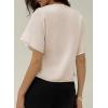 image:imageEVALESS Blouses for Women Dressy Casual Summer Button Down Shirts Short Sleeve Business Work TopsOatmeal