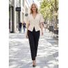 image:imageEVALESS Blouses for Women Dressy Casual Summer Button Down Shirts Short Sleeve Business Work TopsOatmeal