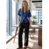 image:imageEVALESS Blouses for Women Dressy Casual Summer Button Down Shirts Short Sleeve Business Work TopsSky Blue