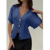 image:imageEVALESS Blouses for Women Dressy Casual Summer Button Down Shirts Short Sleeve Business Work TopsSky Blue