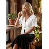 image:imageEVALESS Blouses for Women Dressy Casual Summer Button Down Shirts Short Sleeve Business Work TopsWhite