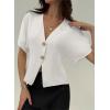 image:imageEVALESS Blouses for Women Dressy Casual Summer Button Down Shirts Short Sleeve Business Work TopsWhite