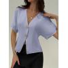 image:imageEVALESS Blouses for Women Dressy Casual Summer Button Down Shirts Short Sleeve Business Work TopsWild Wind