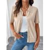 image:imageEVALESS Wool Blend Cardigan Sweaters for Women Lightweight Short Sleeve Cardigans Summer Outfits Trendy Button Down SweaterBeige